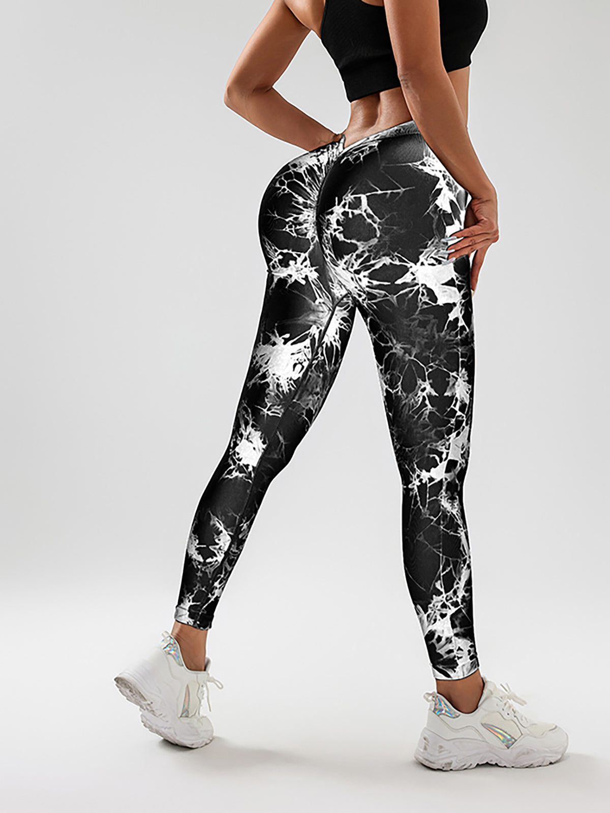 3 Pack Women's Scrunch Workout Leggings, High Waisted Butt Lifting Tie-dye V Back Waist Seamless Gym Yoga Leggings, Workout Leggings For Women Jada Leggings