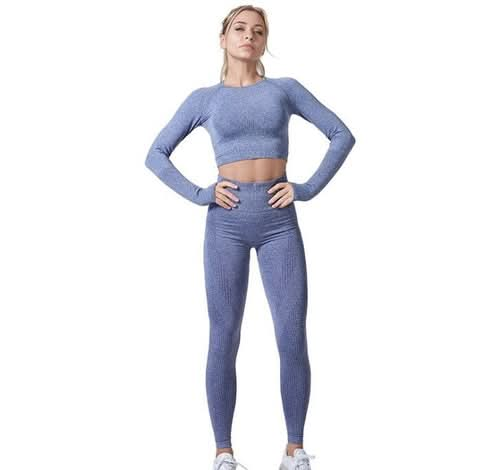 "Women’s Seamless Yoga Set - Vital Gym Fitness Leggings & Cropped Top" - Active Allure