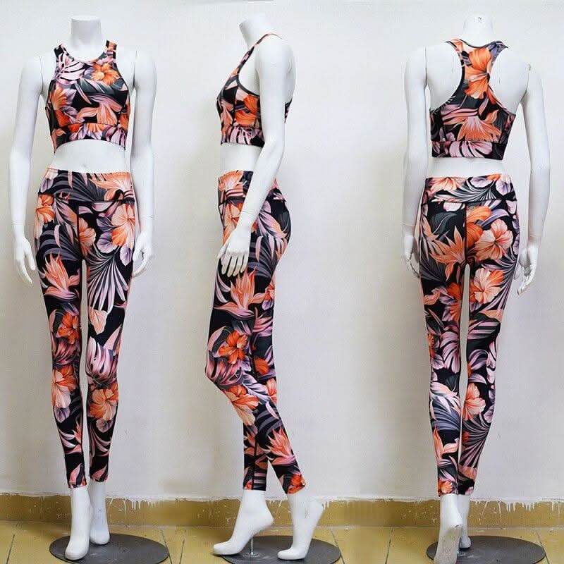 "Floral Print Yoga Set for Women - 2-Piece Workout Outfit" - Active Allure