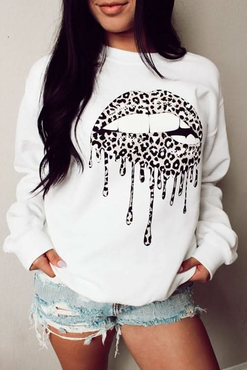 "Drip Drip Leopard Print Pullover Sweatshirt - Cozy Fall Essential" - Active Allure