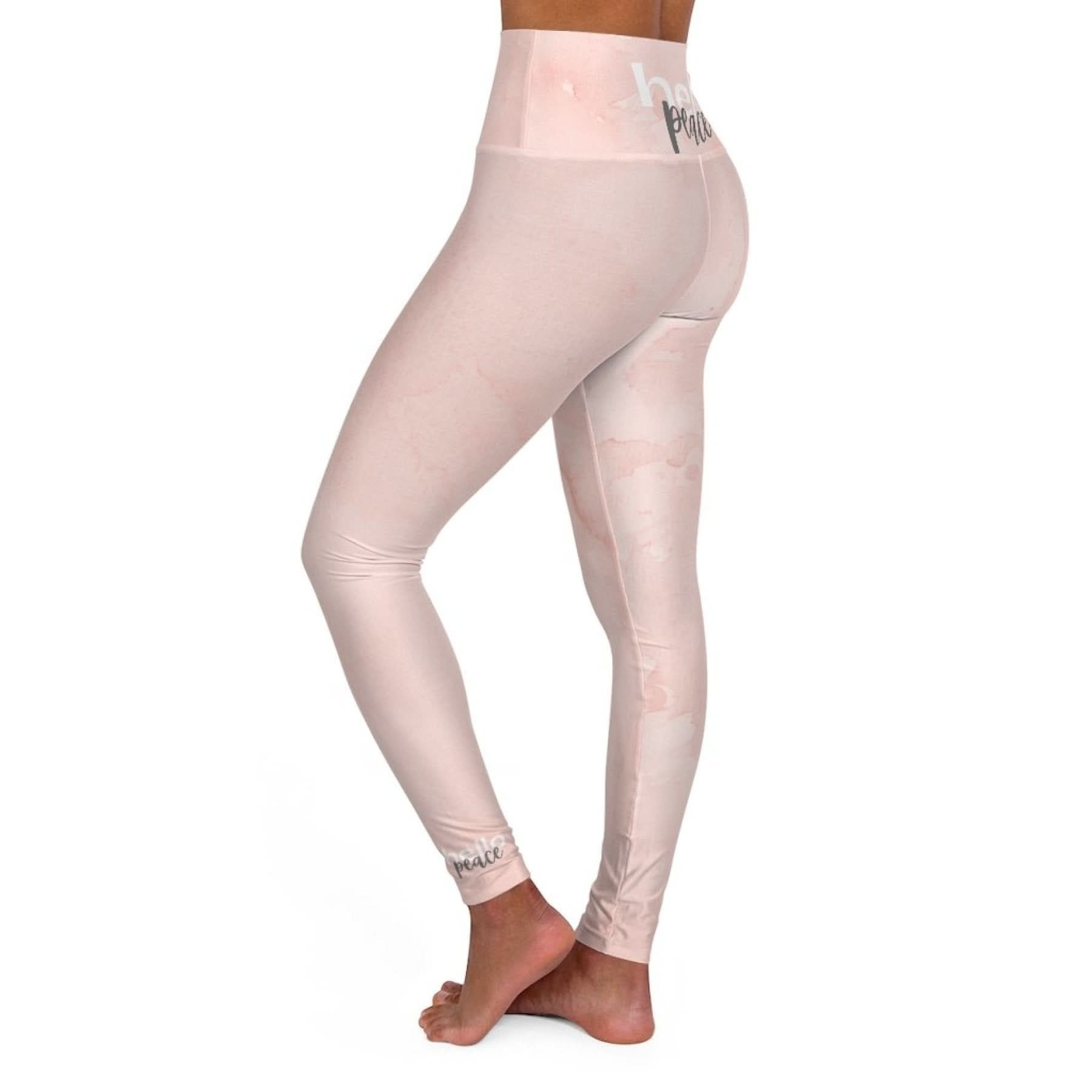 "Women’s High-Waist Fitness Legging Yoga Pants - Pink Peach Marble" - Active Allure