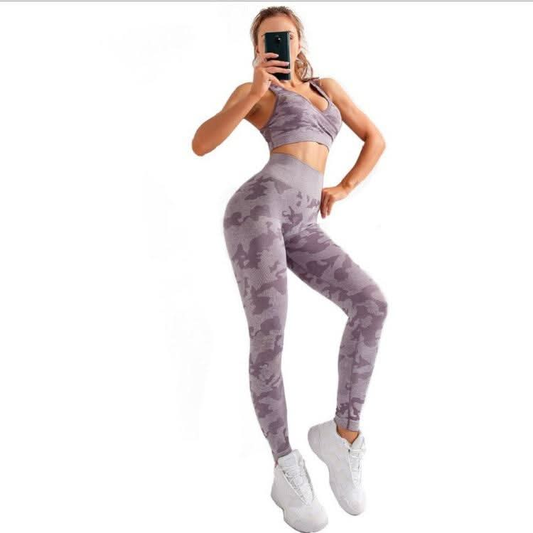 3pcs Women Carmful Camo Yoga Set Women Seamless Fitness Yoga Bra Sport - Active Allure