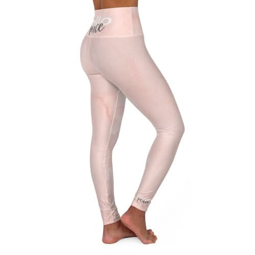 "Women’s High-Waist Fitness Legging Yoga Pants - Pink Peach Marble" - Active Allure