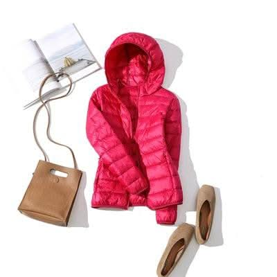 "Ultra Light Women's Nylon Jacket - Slim Fit Hooded Outerwear" - Active Allure