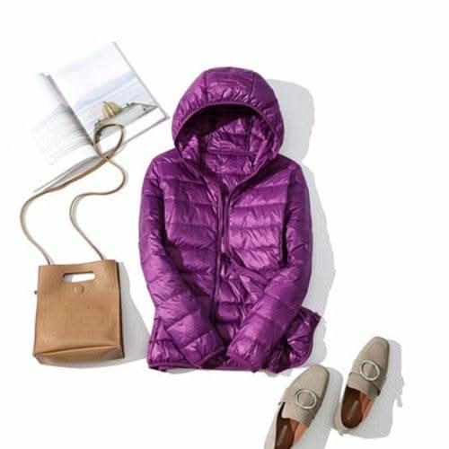 "Ultra Light Women's Nylon Jacket - Slim Fit Hooded Outerwear" - Active Allure